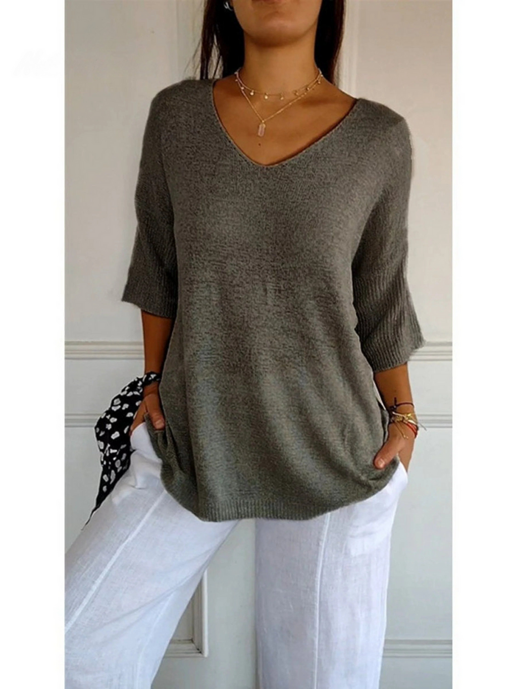 OLIVIA | Knitted V-neck Top
