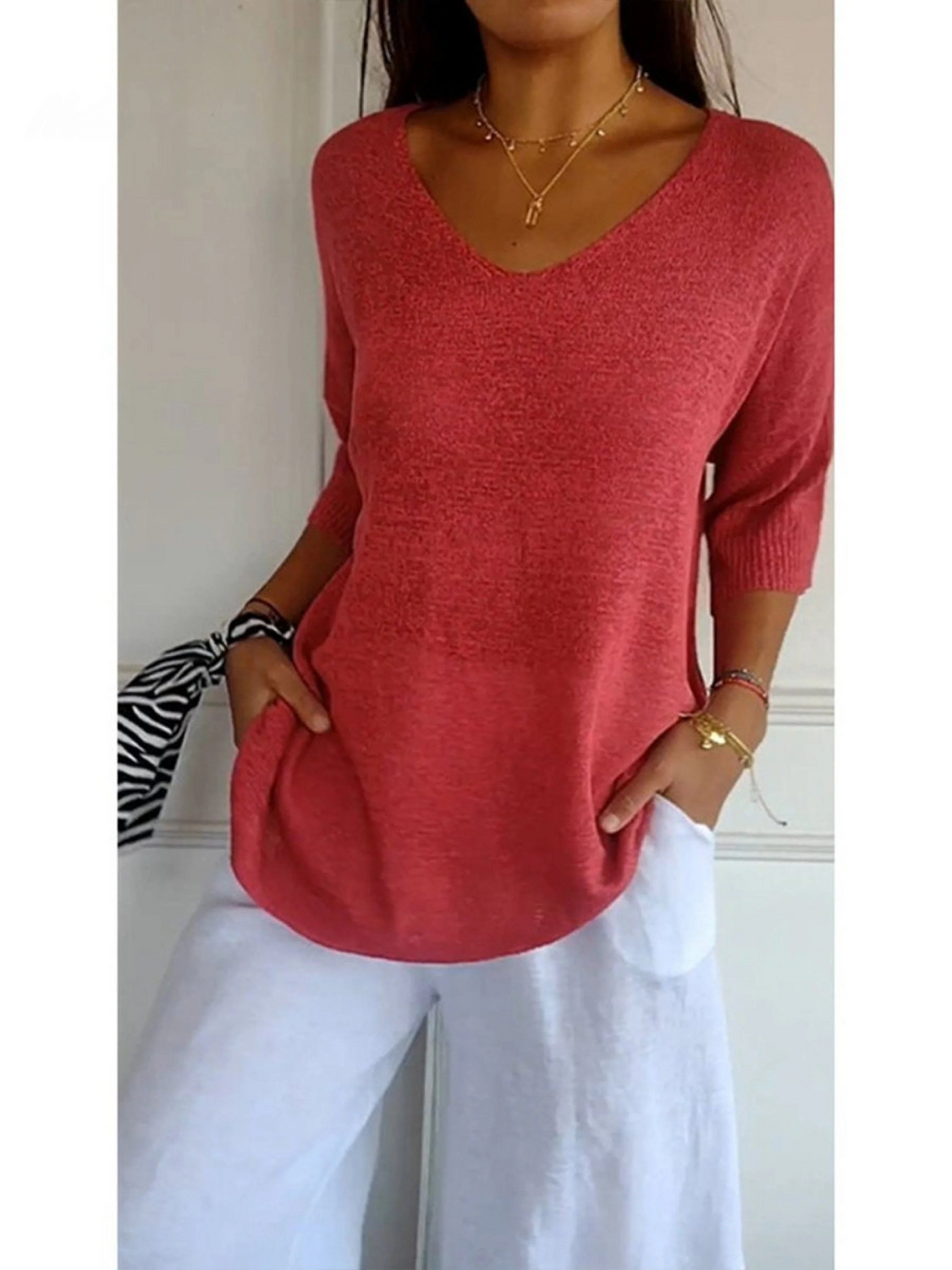 OLIVIA | Knitted V-neck Top