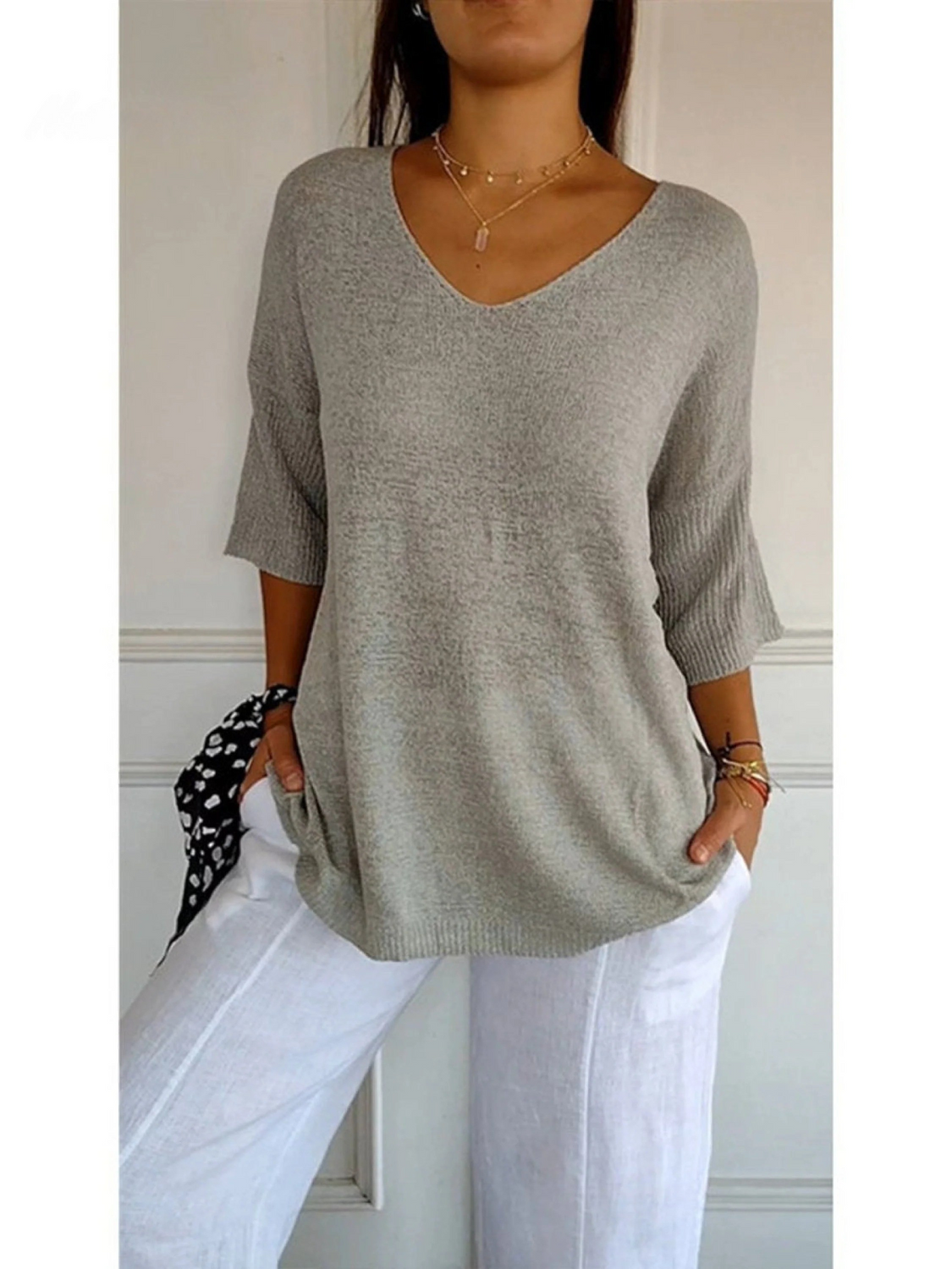 OLIVIA | Knitted V-neck Top