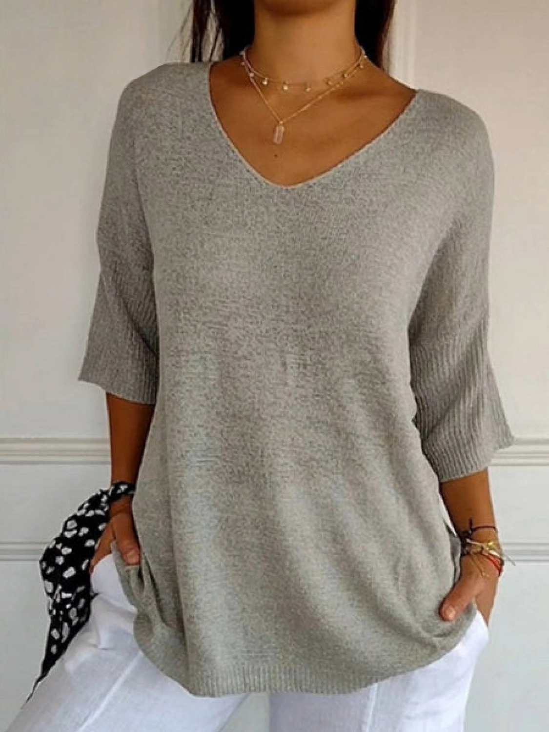 OLIVIA | Knitted V-neck Top