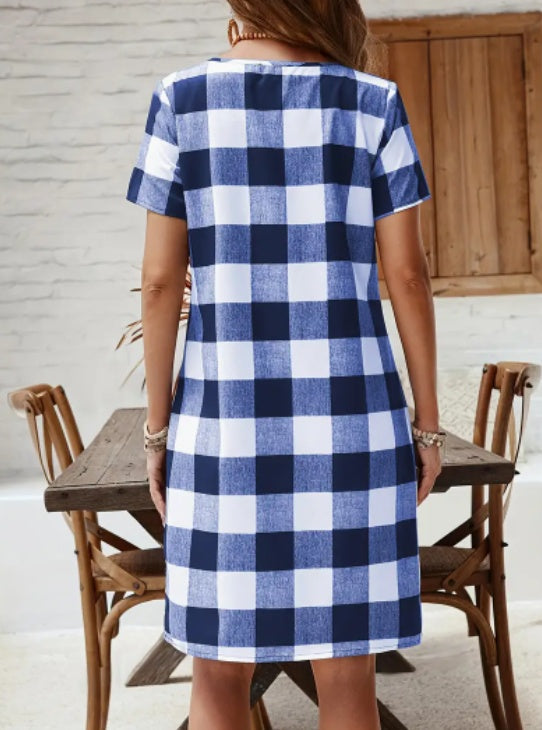 MARGAUX ELEGANT CHECK MIDI DRESS