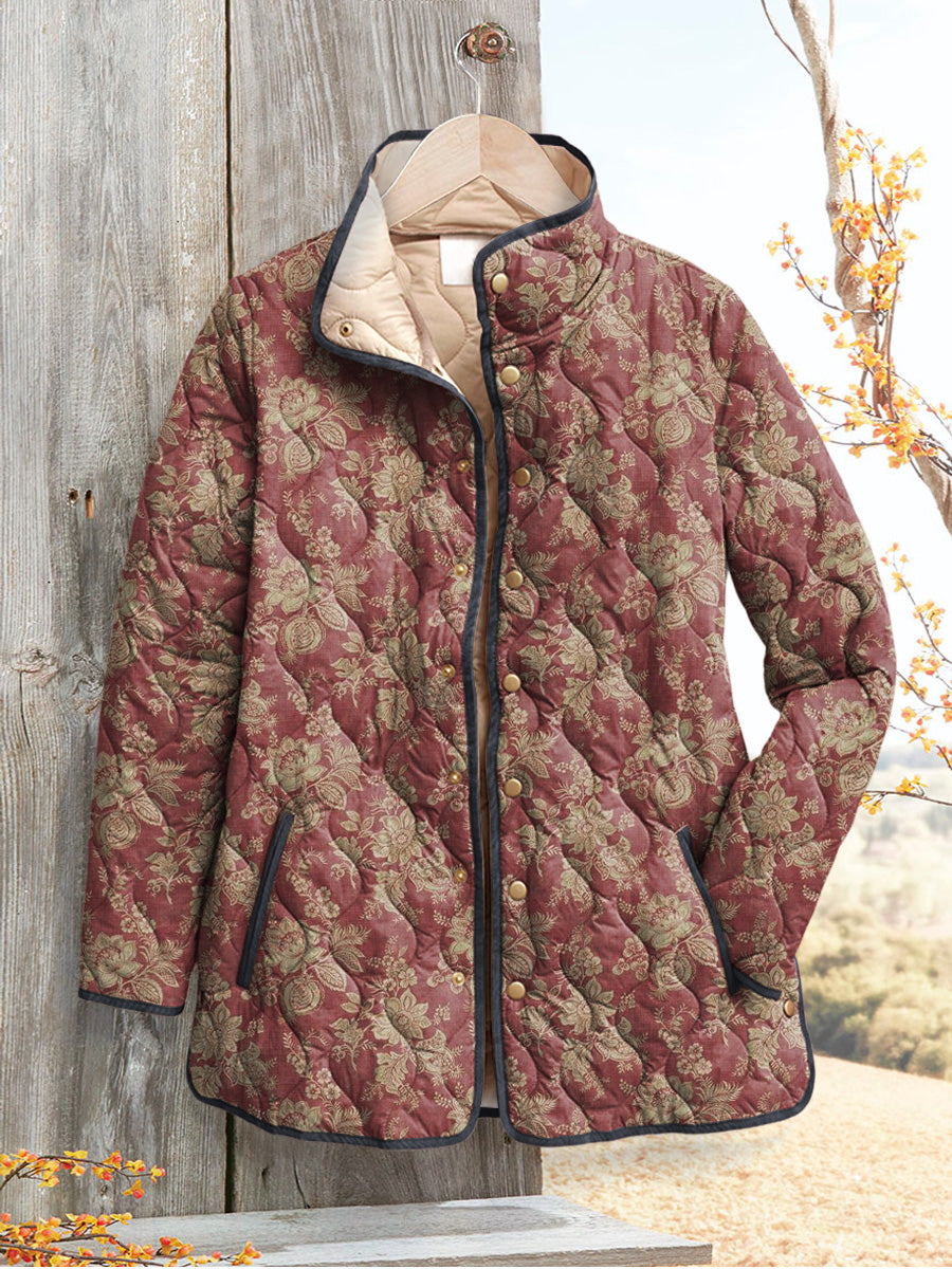 Women's Vintage Style Jacket with Floral Pattern