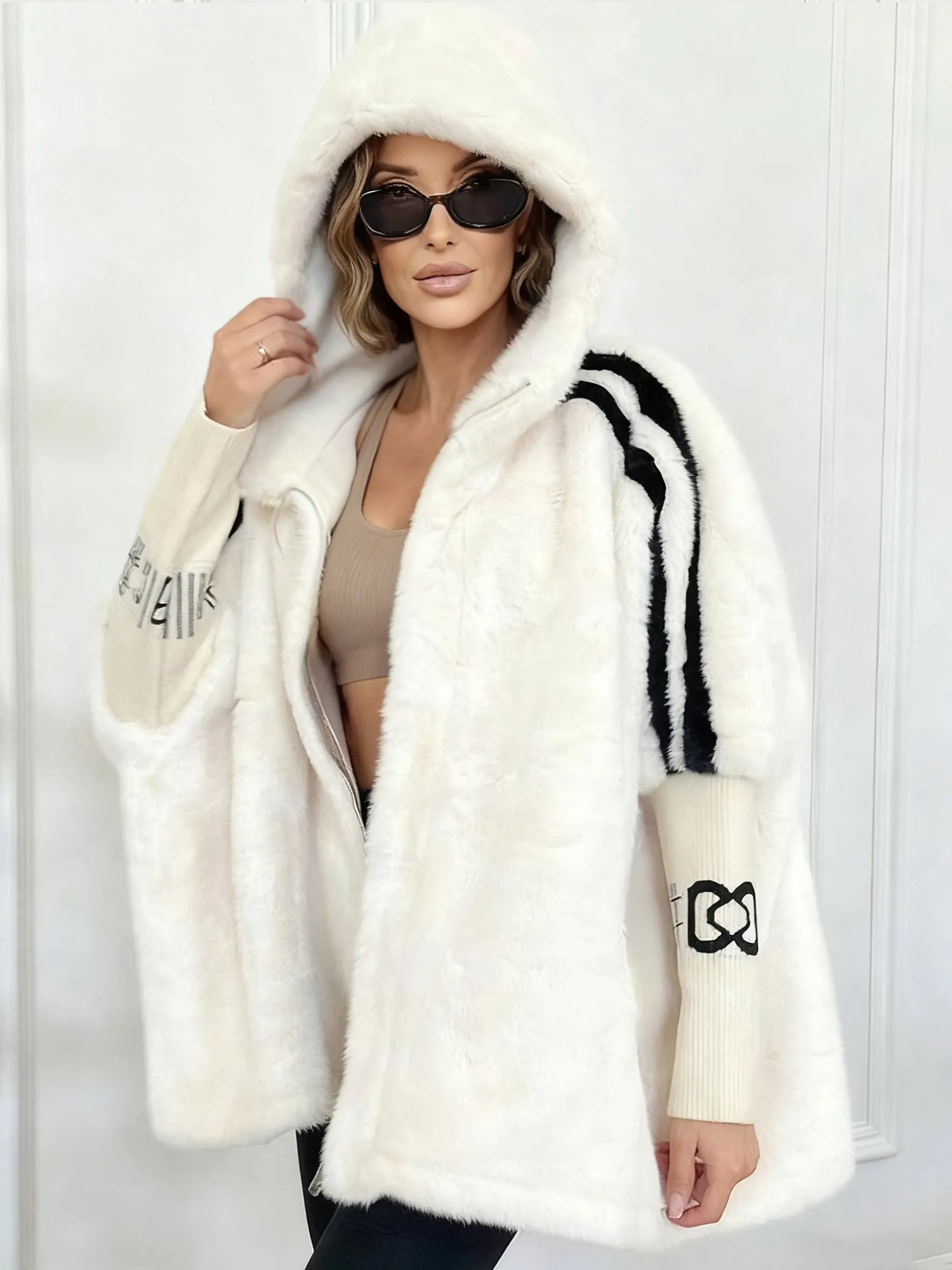 KIMBERLY - Elegence Faux Fur Hooded Coat