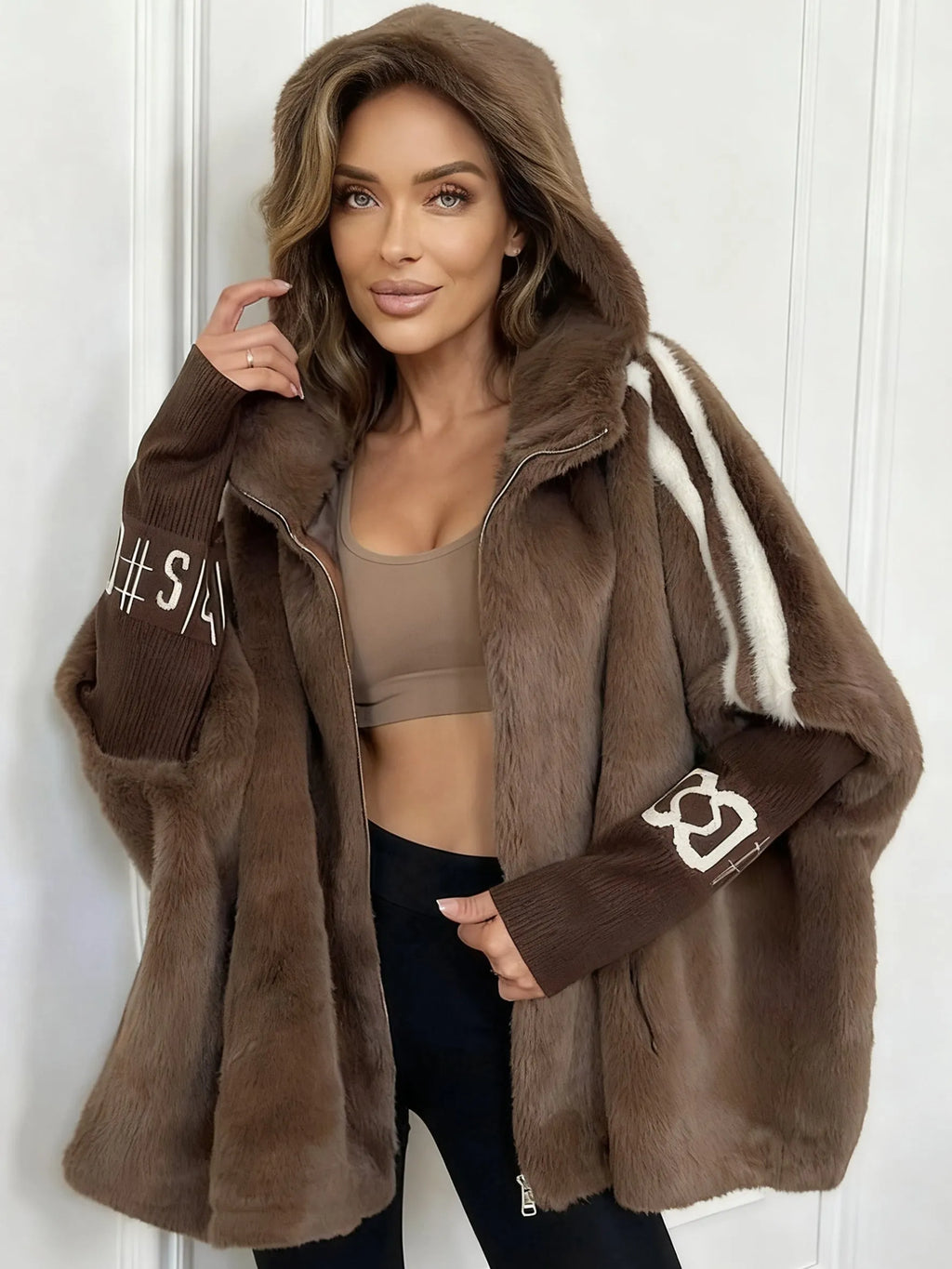 KIMBERLY - Elegence Faux Fur Hooded Coat