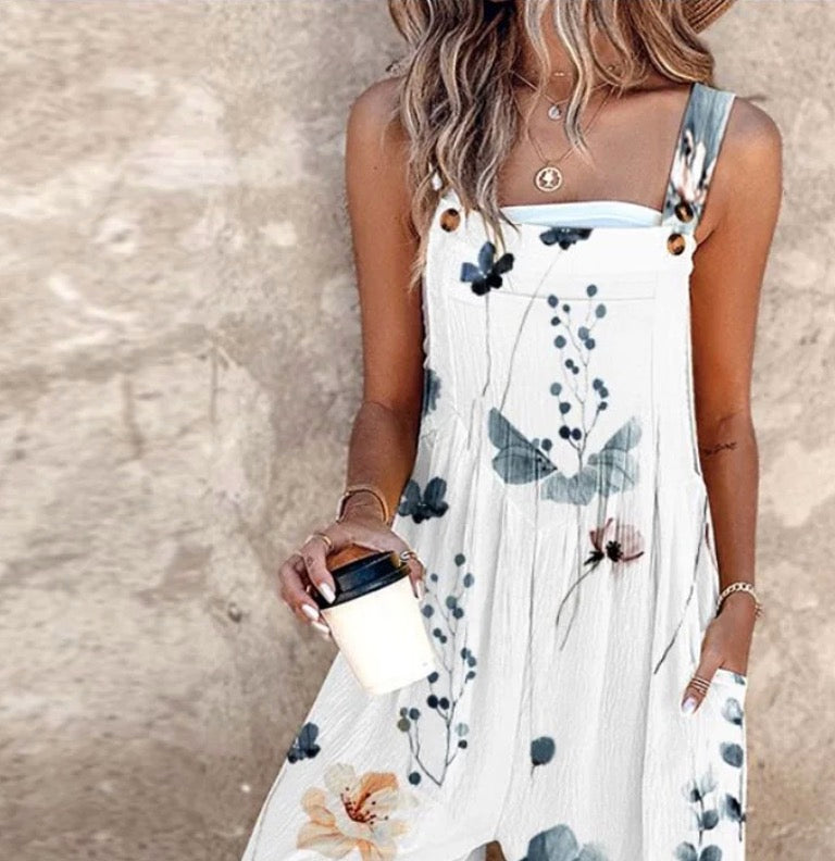 Nena - Floral Print Overalls