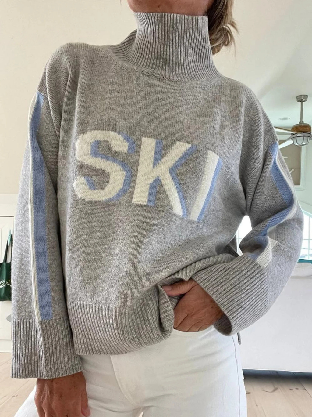 Retro-style cashmere ski sweater 