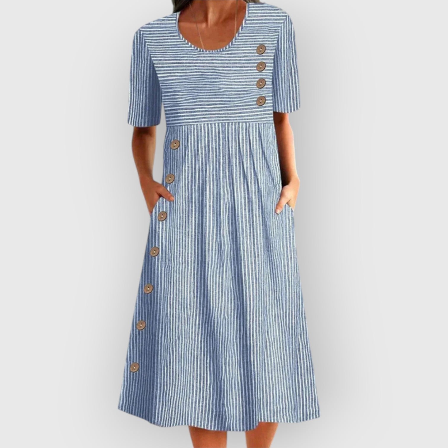 MIRONE – Striped midi dress in cotton 