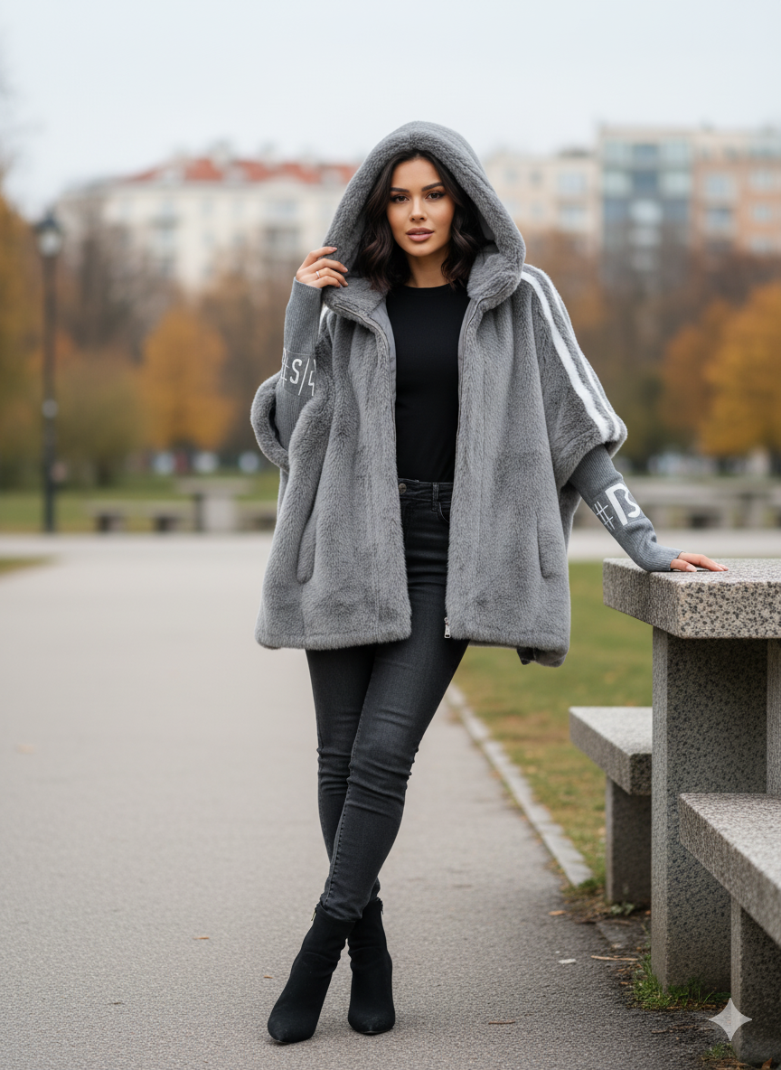 KIMBERLY - Elegence Faux Fur Hooded Coat
