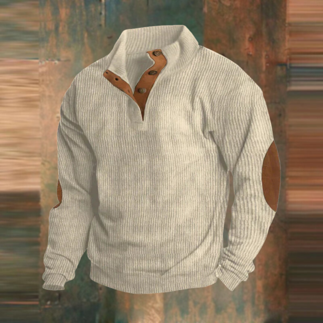 Sweater with a high collar and long sleeves