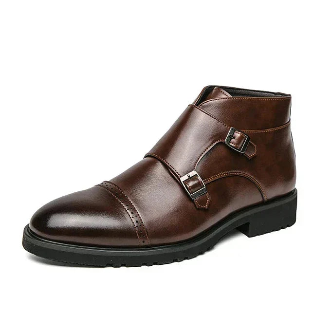 Parker | Faux Leather Ankle Boots with Double Monk Strap