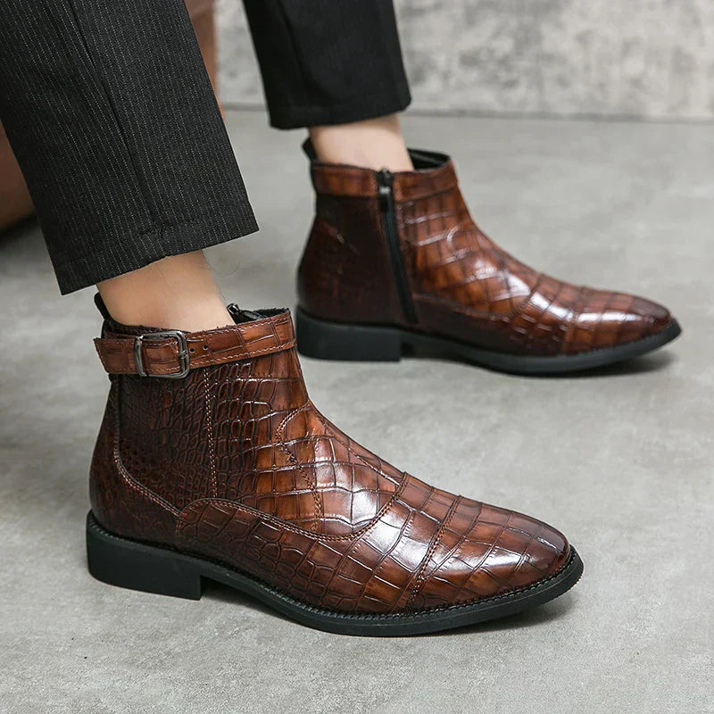 Dylan | Faux Leather Ankle Boots with Buckle