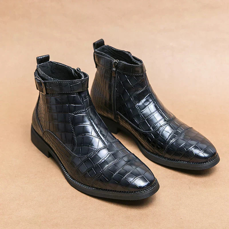 Dylan | Faux Leather Ankle Boots with Buckle