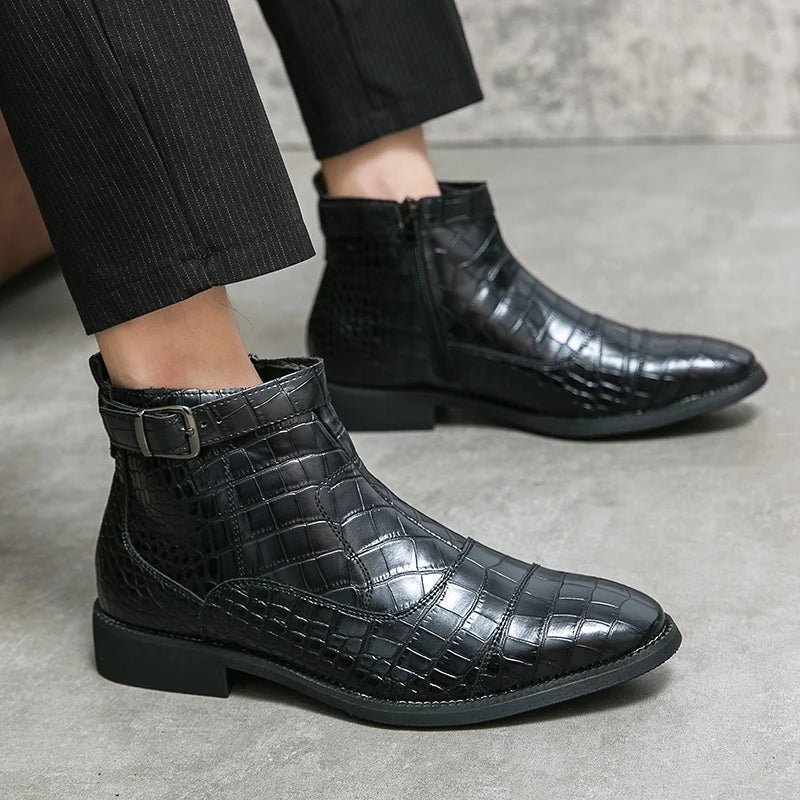 Dylan | Faux Leather Ankle Boots with Buckle