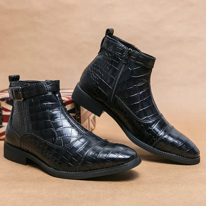 Dylan | Faux Leather Ankle Boots with Buckle
