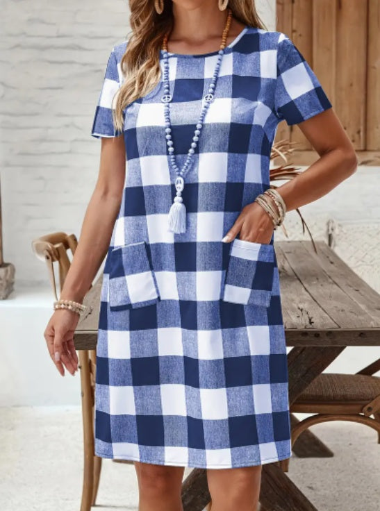 MARGAUX ELEGANT CHECK MIDI DRESS