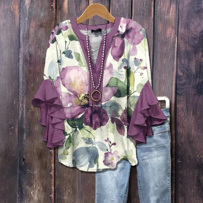 Stella | Vintage floral pattern blouse