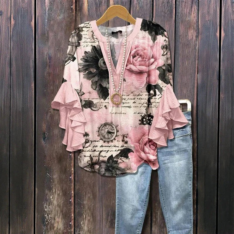 Stella | Vintage floral pattern blouse
