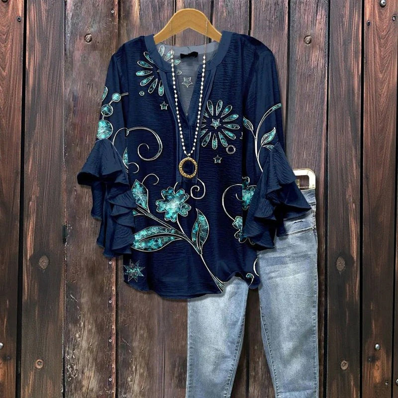 Stella | Vintage floral pattern blouse